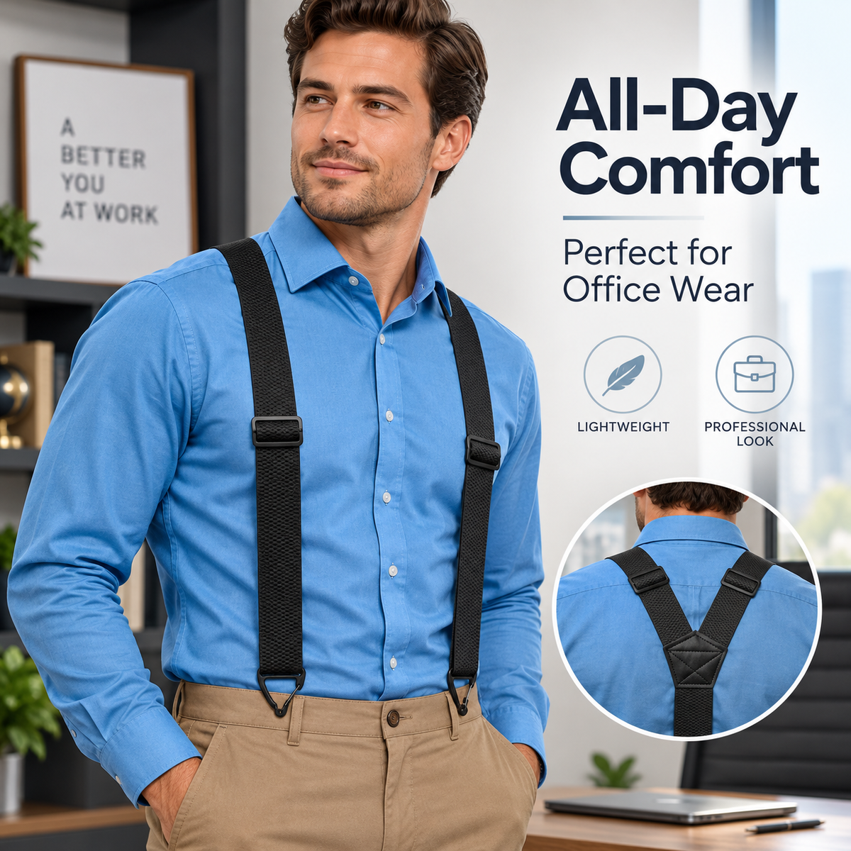 Men's X-Back Suspenders with Hook Clips