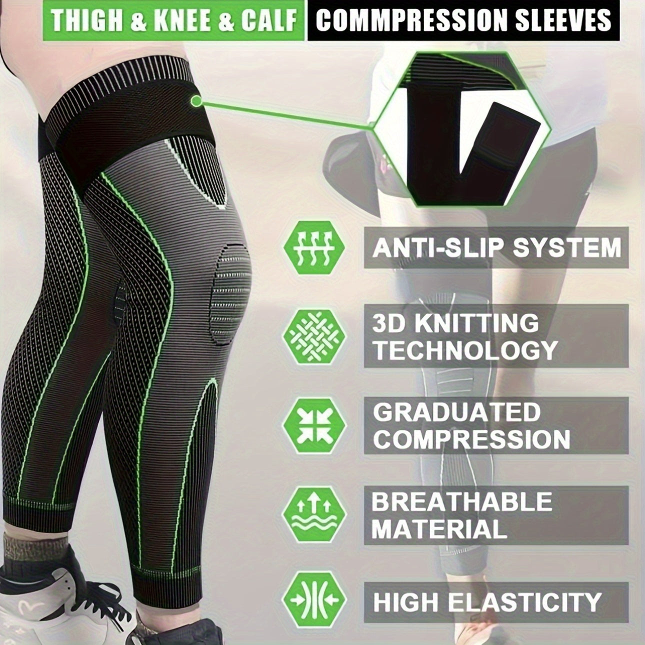 Long Elastic Compression Knee Sleaves