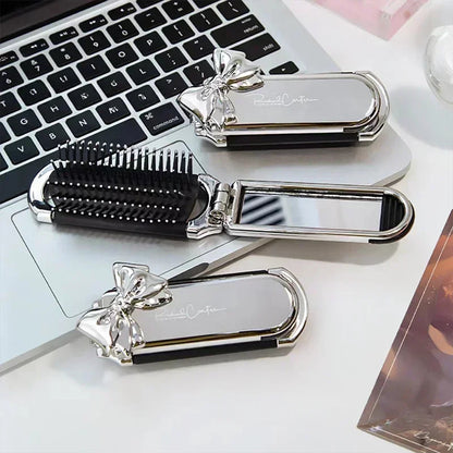 Folding Hair Brush with Mirror