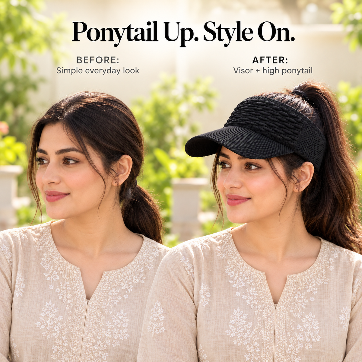 Women’s High Ponytail Sun Visor Hat