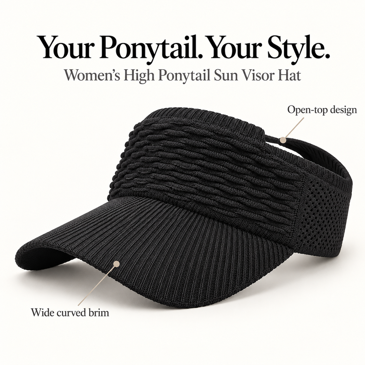 Women’s High Ponytail Sun Visor Hat