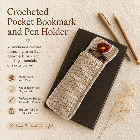 Crocheted Pocket Bookmark & Pen Holder