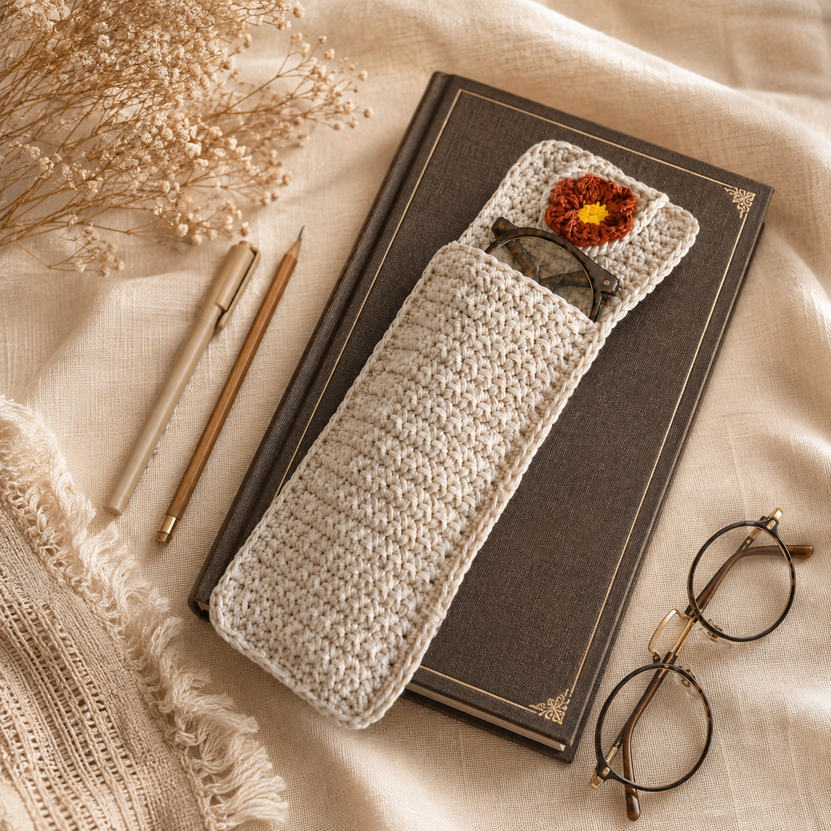 Crocheted Pocket Bookmark & Pen Holder