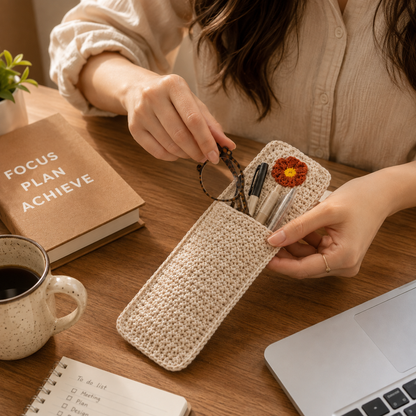 Crocheted Pocket Bookmark & Pen Holder