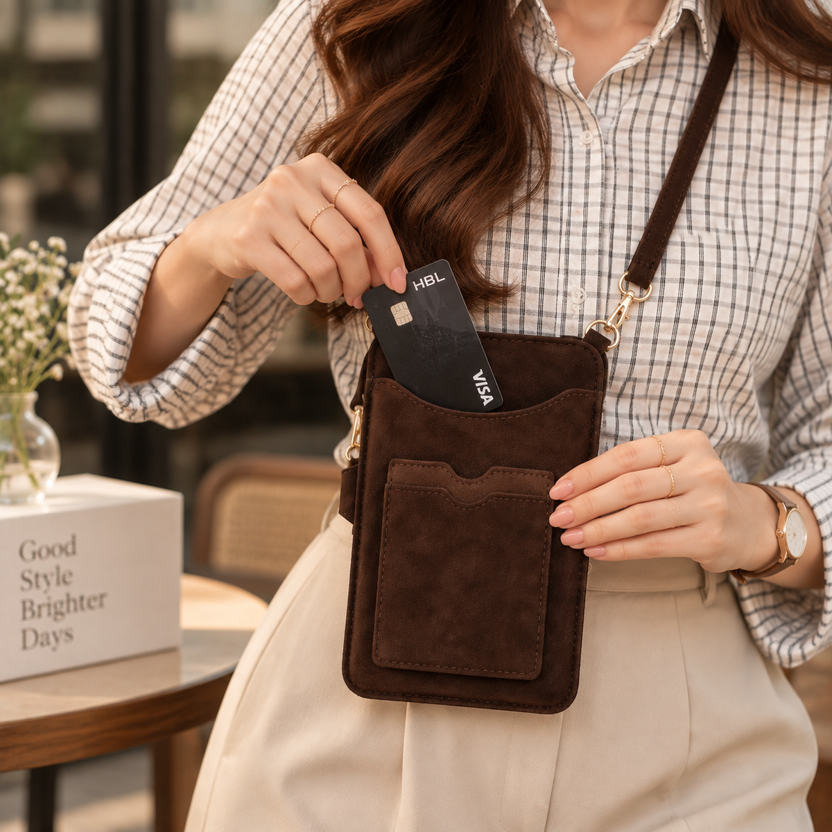 Suede Crossbody Phone Pouch