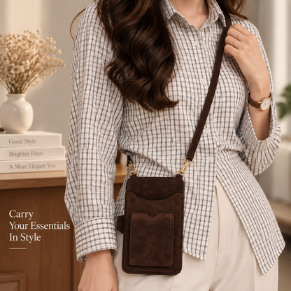 Suede Crossbody Phone Pouch