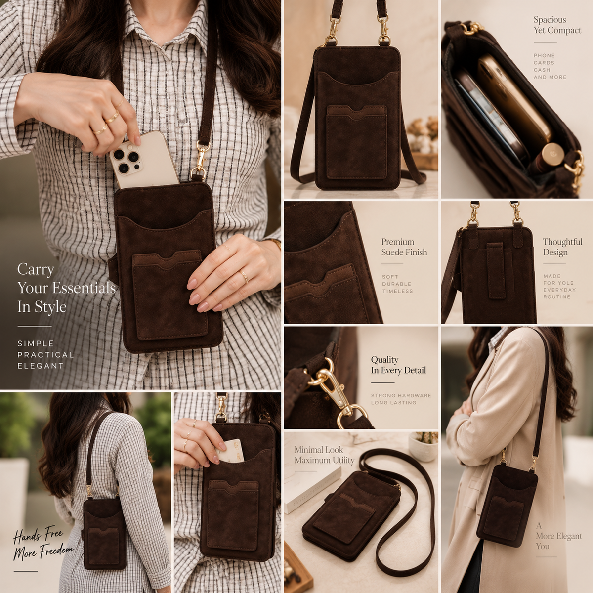 Suede Crossbody Phone Pouch