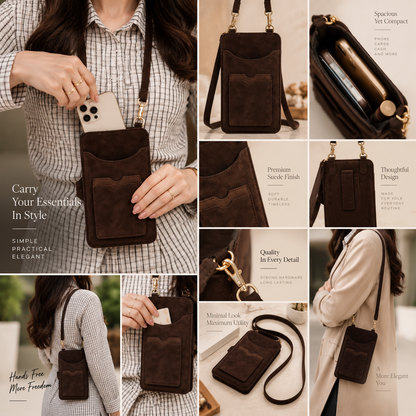 Suede Crossbody Phone Pouch