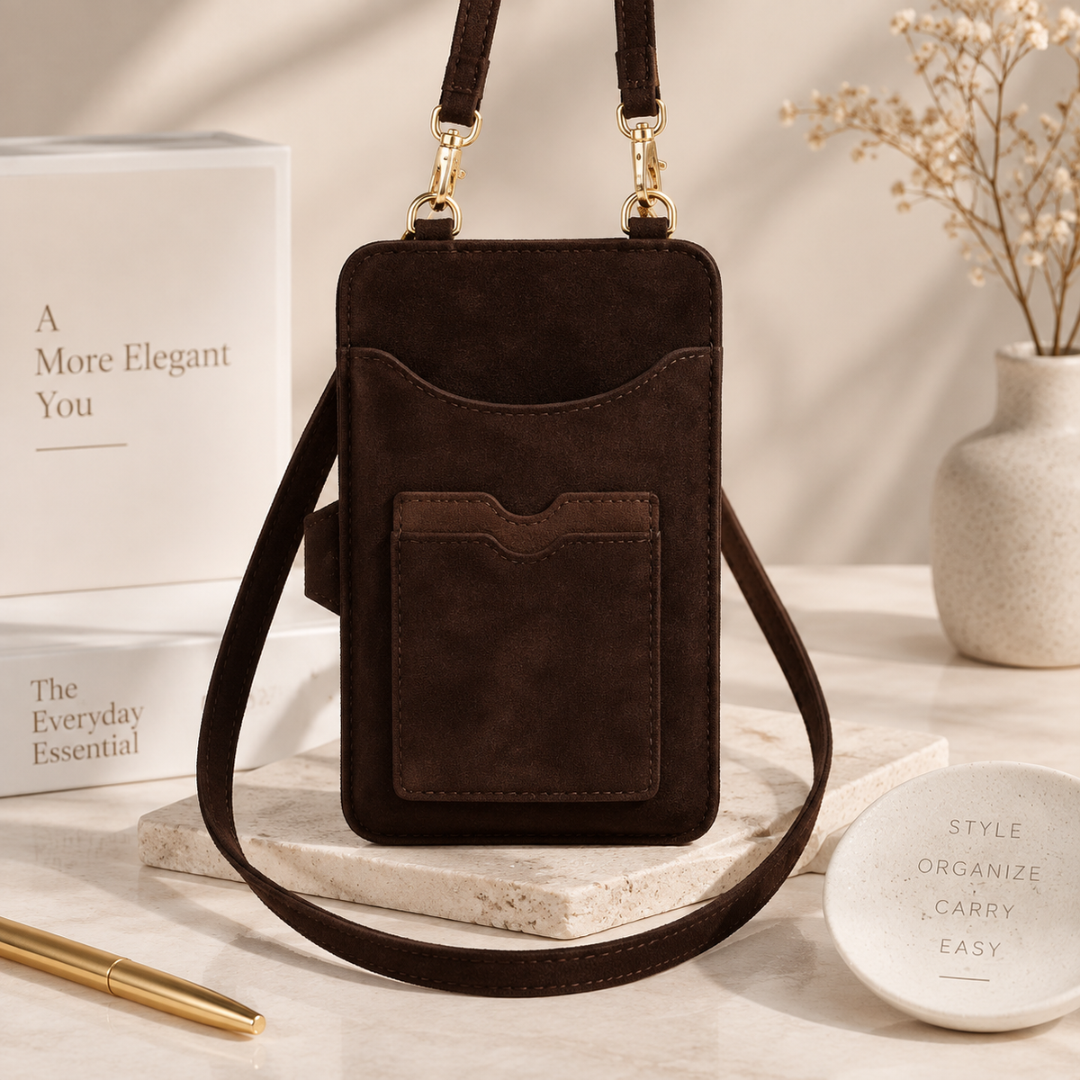 Suede Crossbody Phone Pouch