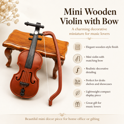 Mini Wooden Violin with Bow