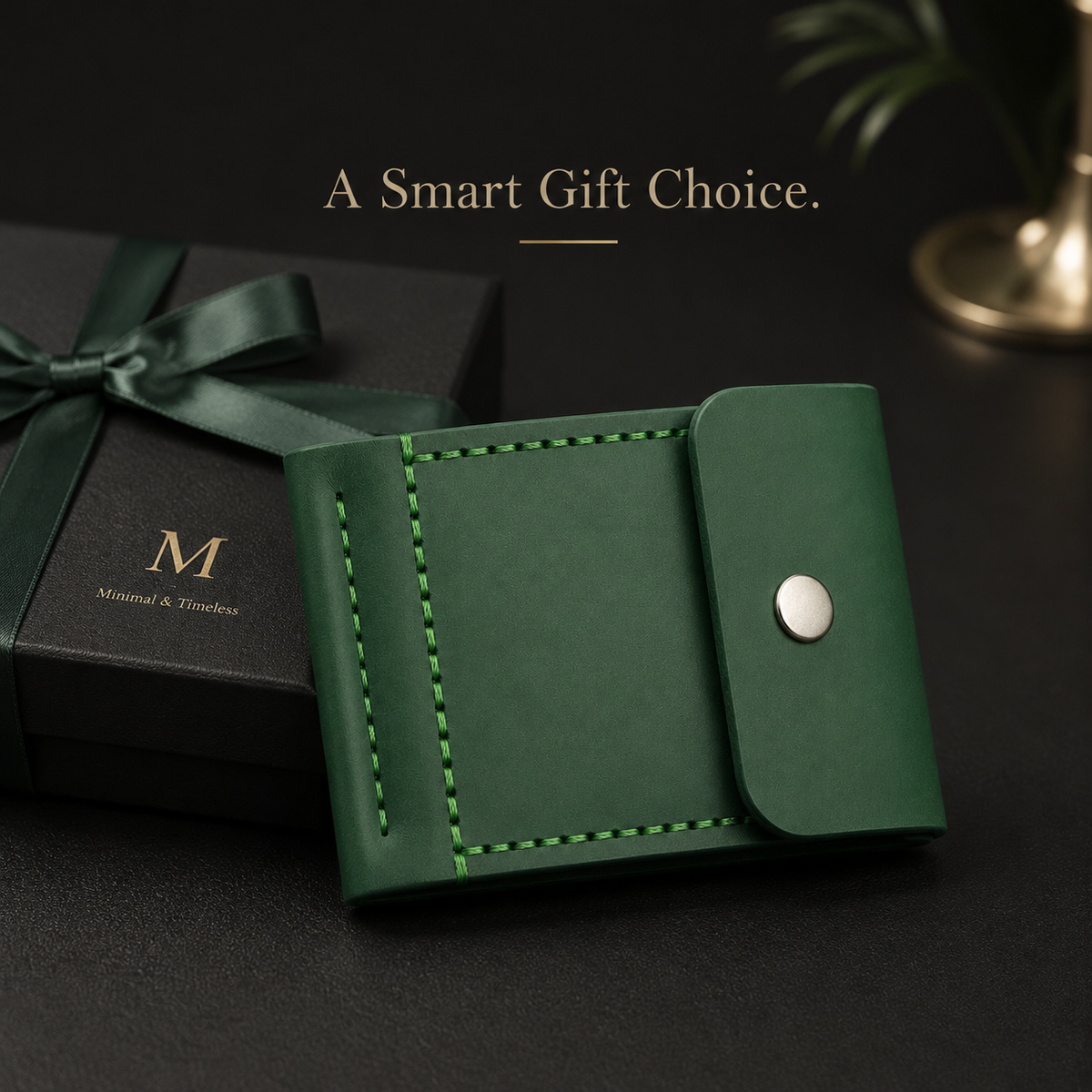 Slim Green Leather Wallet