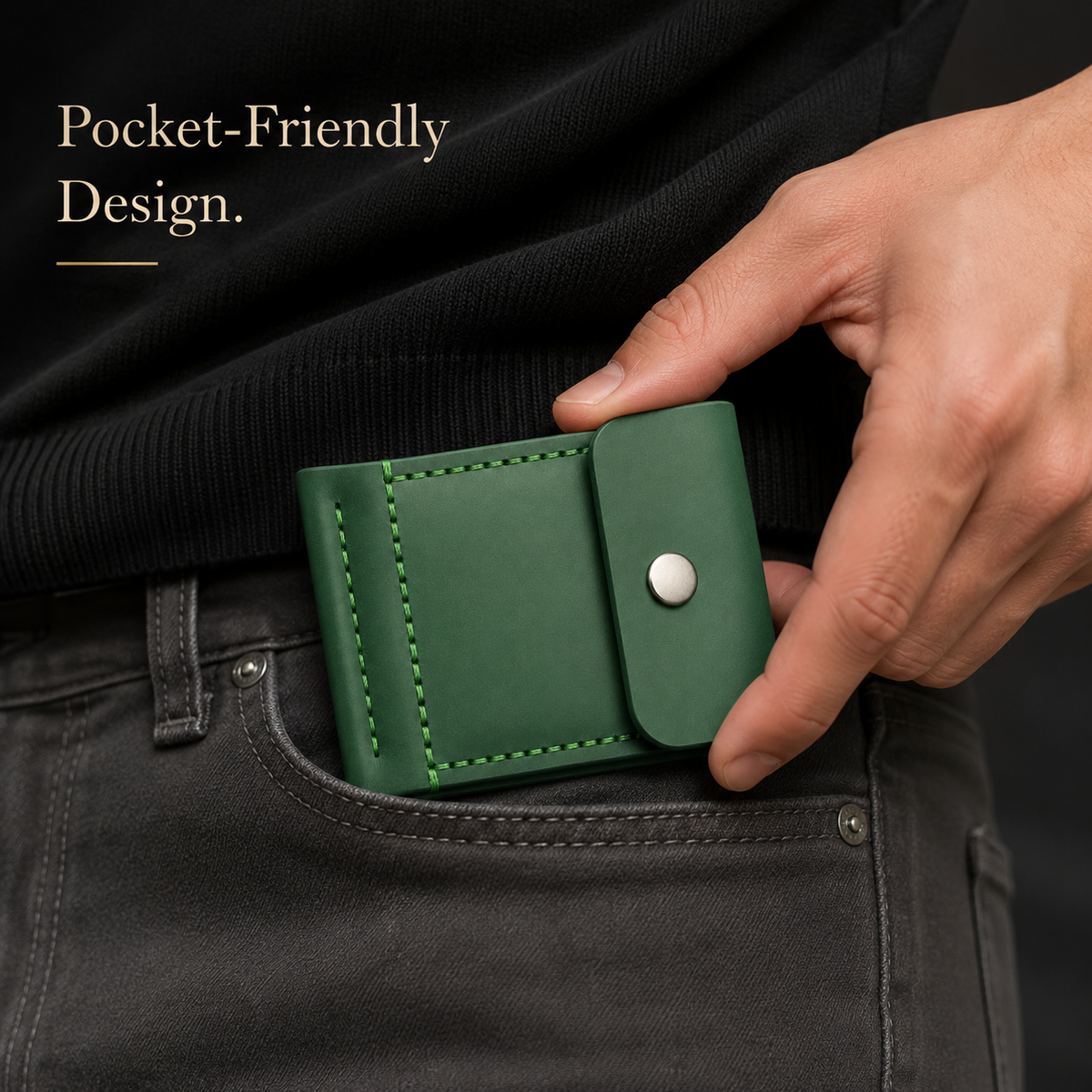 Slim Green Leather Wallet