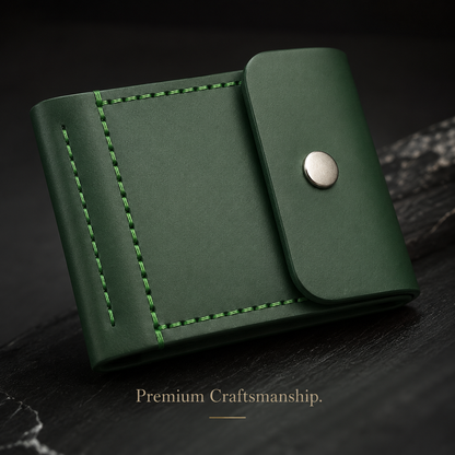 Slim Green Leather Wallet