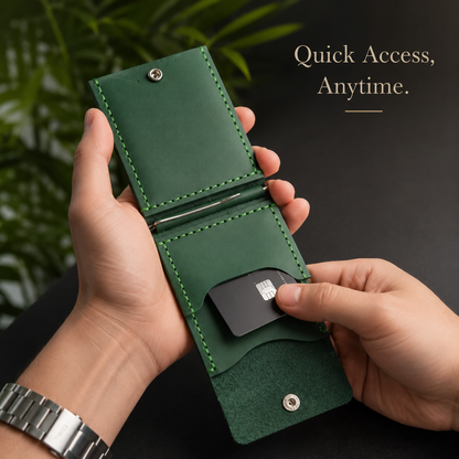 Slim Green Leather Wallet