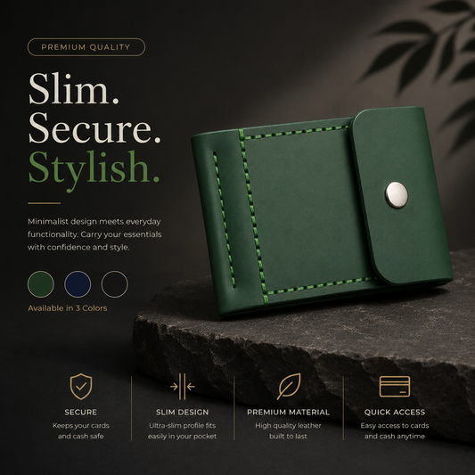 Slim Green Leather Wallet