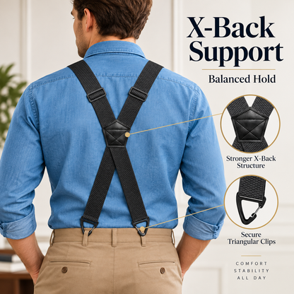 Men's X-Back Suspenders with Hook Clips