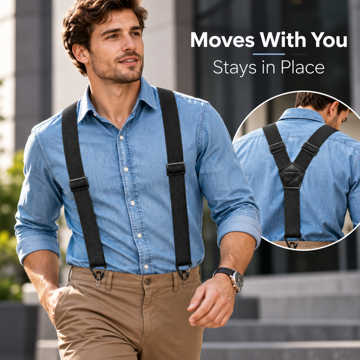 Men's X-Back Suspenders with Hook Clips