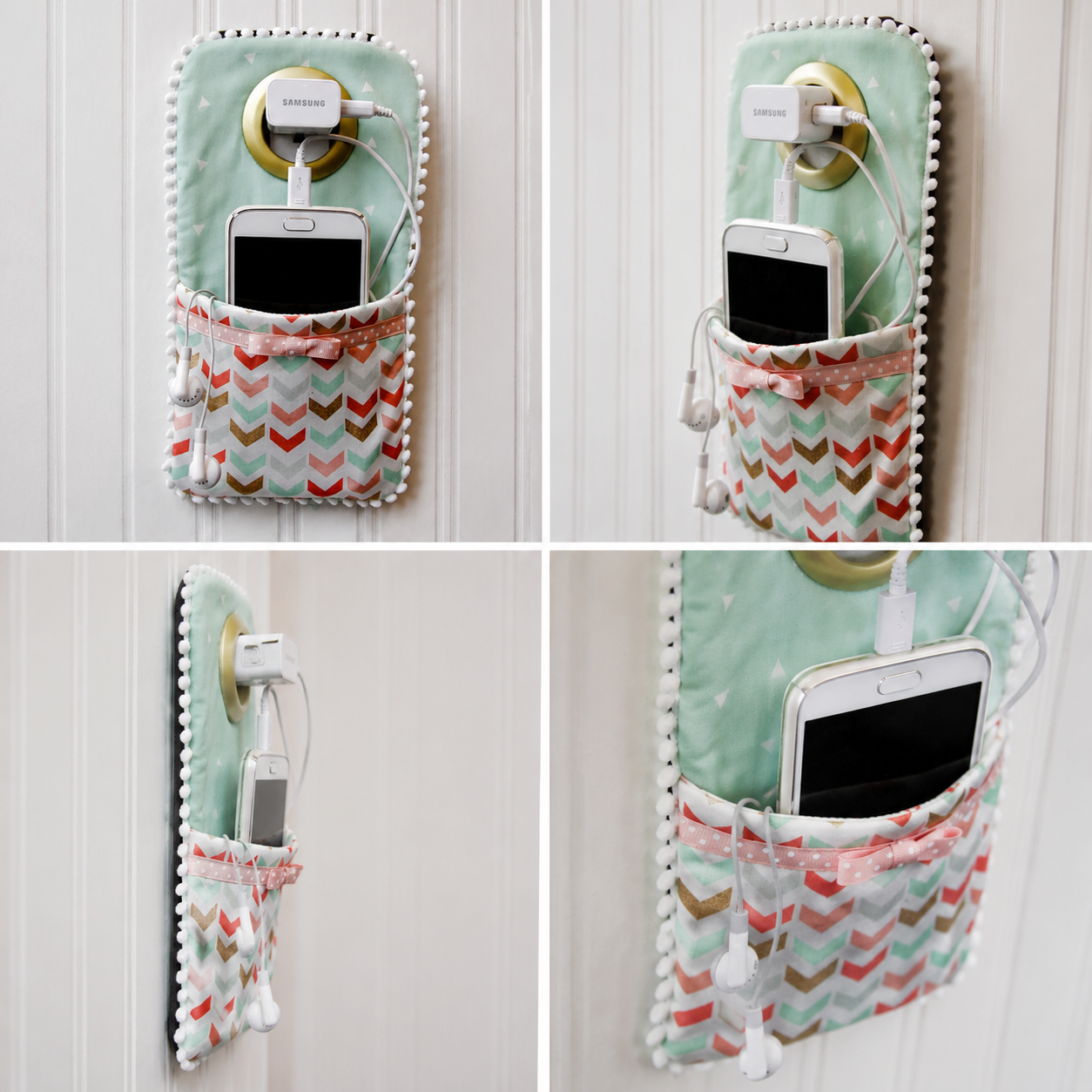 Easy Phone Charger Holder with Pockets