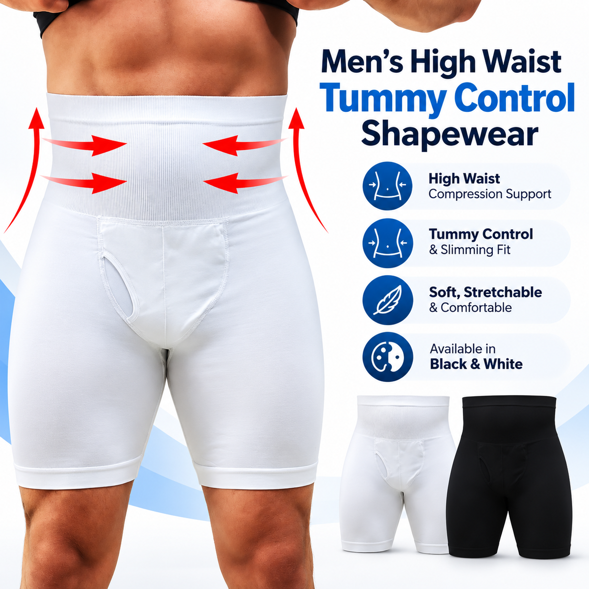 Mens High Waist Tummy Control Shapewear