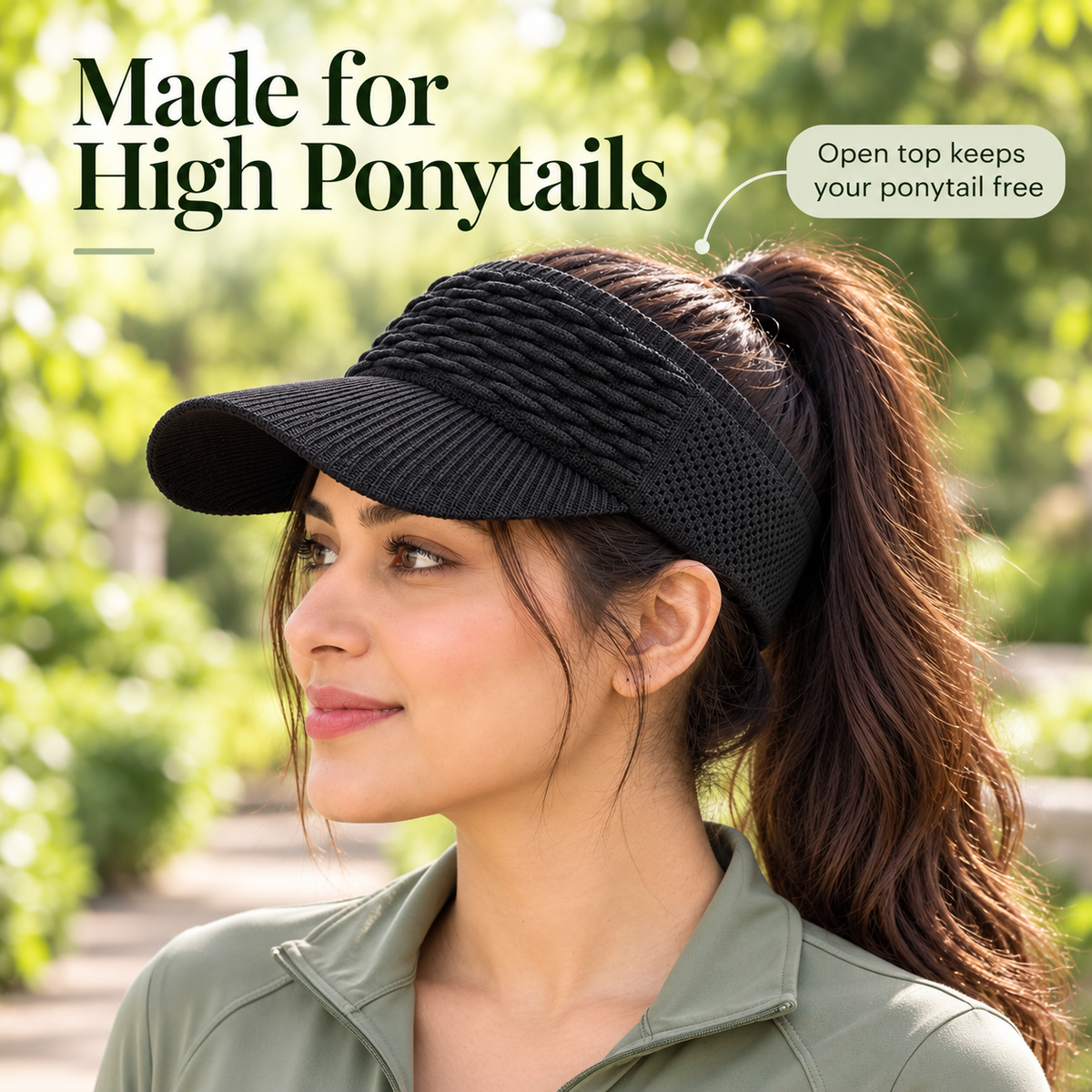 Women’s High Ponytail Sun Visor Hat