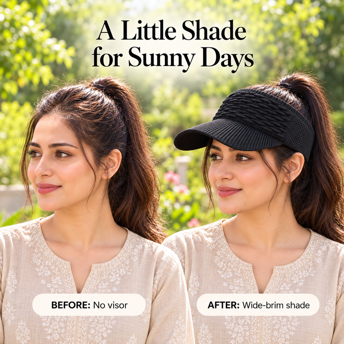 Women’s High Ponytail Sun Visor Hat