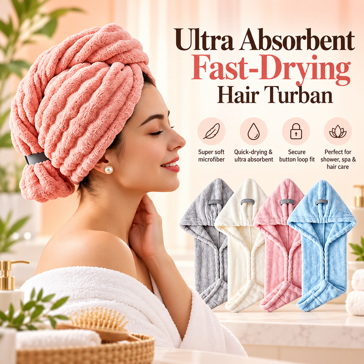 Ultra Absorbent Fast Drying Hair Turban