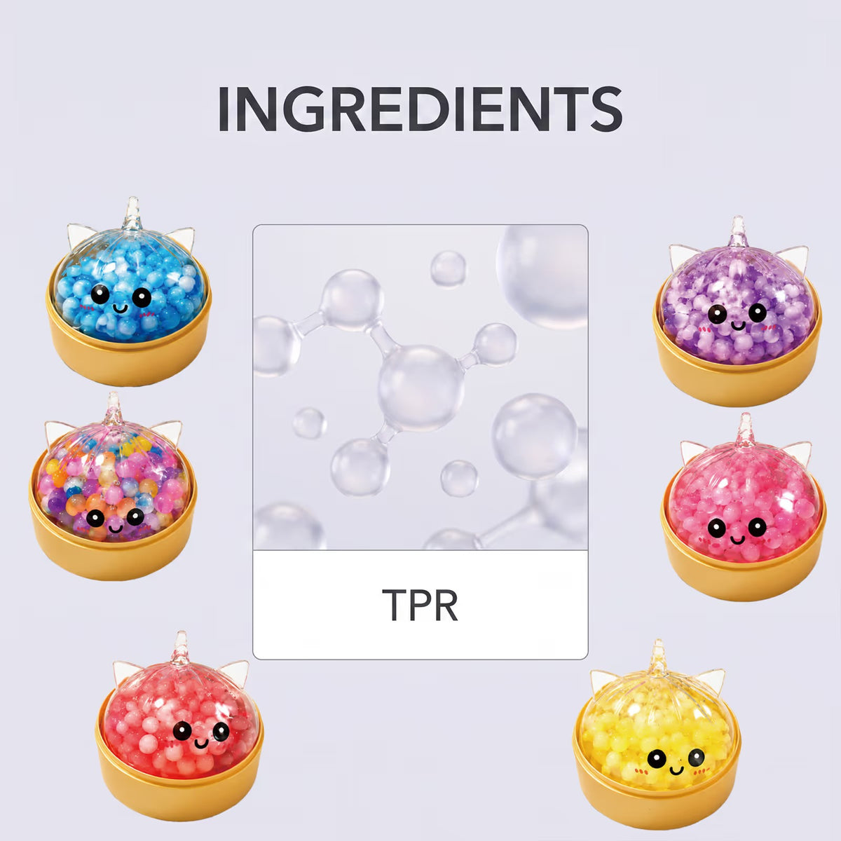 Unicorn Bun Squeeze Fidget Toy TPR Bead Stress Relief Toy