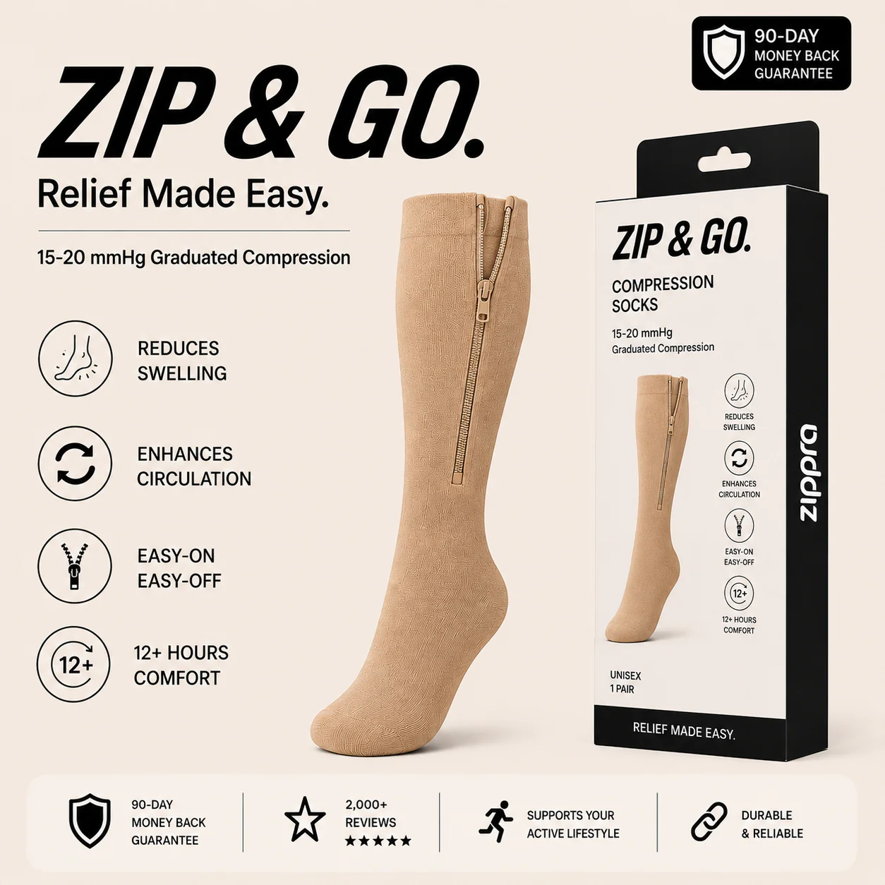 Medicated ZIPPRA Compression Socks