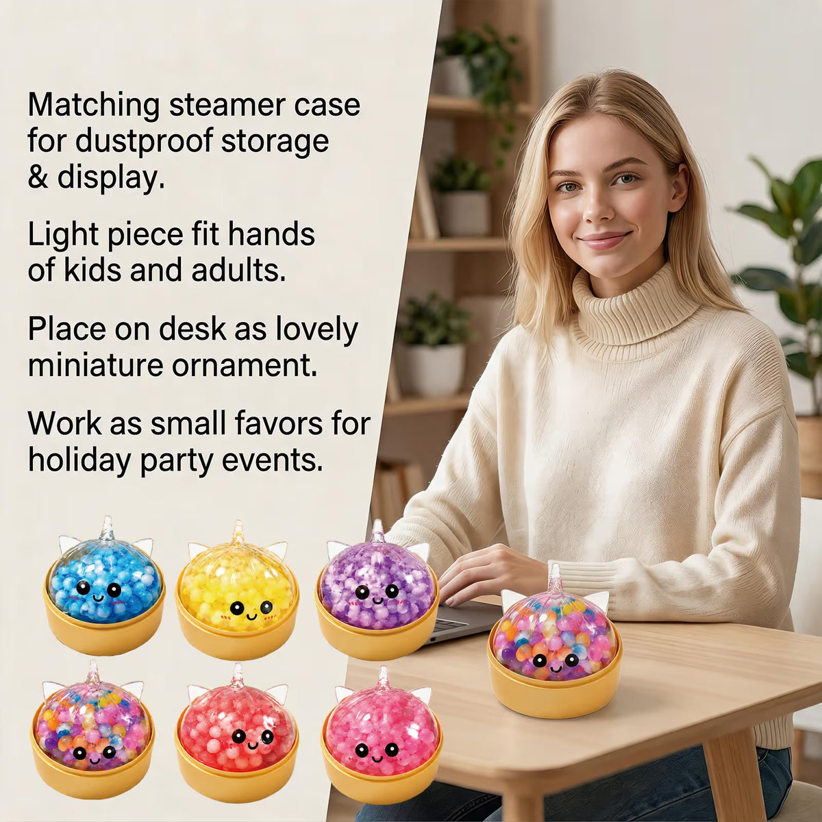 Unicorn Bun Squeeze Fidget Toy TPR Bead Stress Relief Toy