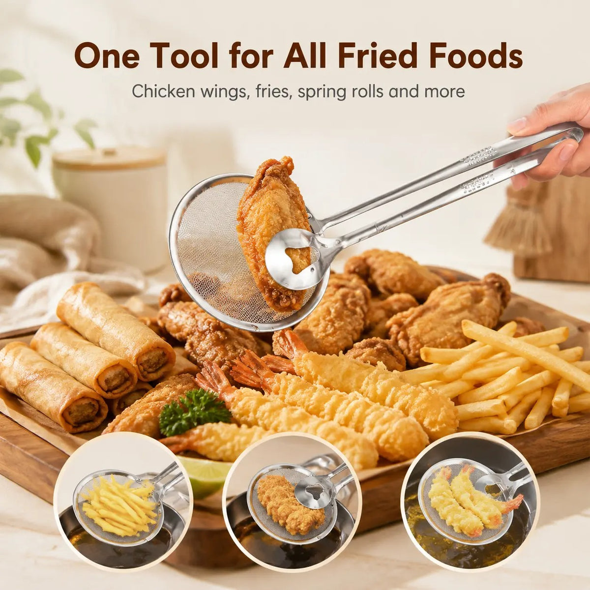 2 in 1 Stainless Steel Oil Strainer Tong