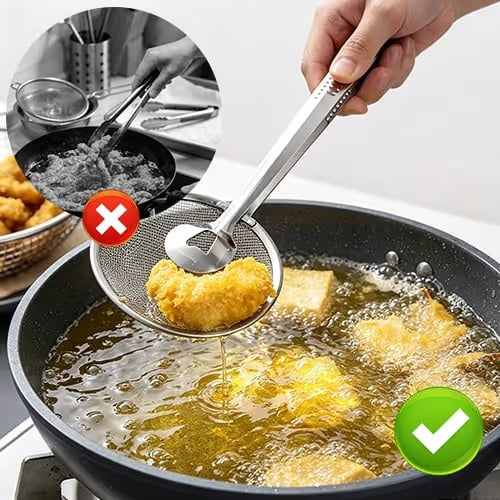 2 in 1 Stainless Steel Oil Strainer Tong