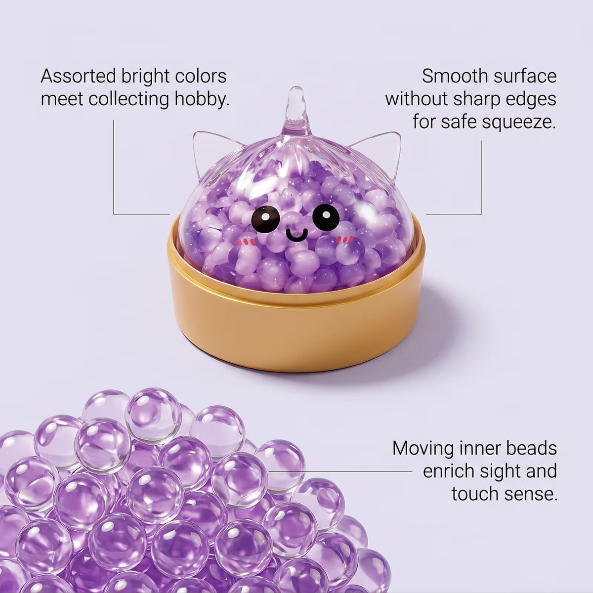 Unicorn Bun Squeeze Fidget Toy TPR Bead Stress Relief Toy