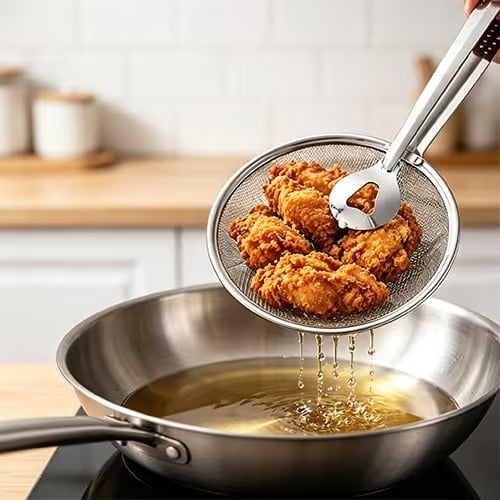 2 in 1 Stainless Steel Oil Strainer Tong