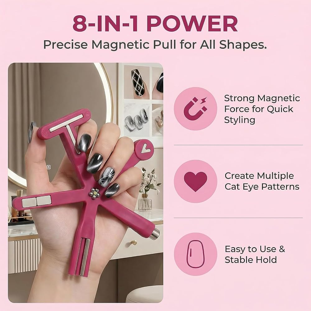 Multifunctional Magnetic 8-in-1 Cat Eye Nail Magnet Tool